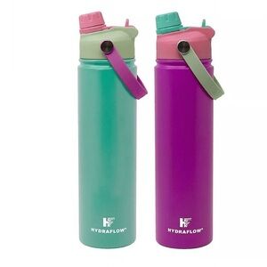 Hydraflow 25-oz. Double Wall Stainless Steel Water Bottle with Dual Lid, 2 Pack